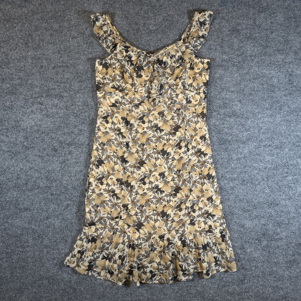Ann Taylor LOFT Women Y2K Sheer Floral Ruffle Short Dress 4P Fairy